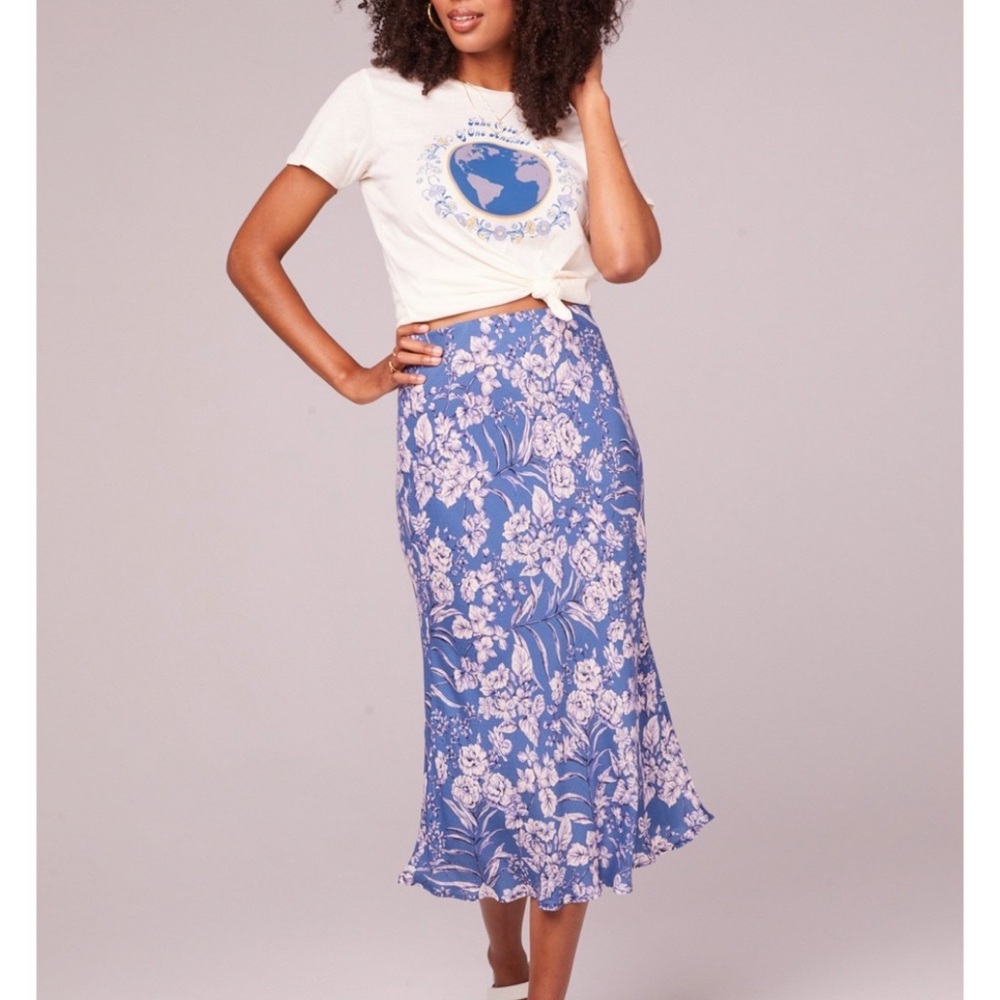 Band of Gypsies Blue Floral Pencil Skirt